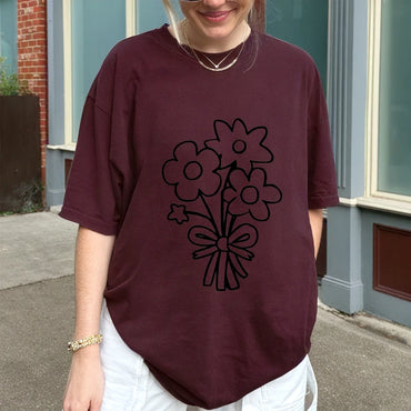 Women's Flower Bunch Y2k T-Shirt 2025 - Garden Fresh Cotton Top High Quality Summer Women's Clothing Oversized Y2k Tee