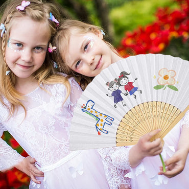 6/10/20 Pcs White Paper Hand Fan Chinese Handheld Fan DIY Blank Paper Fan for Wedding Party and Home Decoration