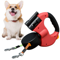 Double Headed Dog Leash Dog Walking Leash 360 Degree Swivel Dual Pet Leash with LED Light Retractable Dog Leash for 2 Dogs