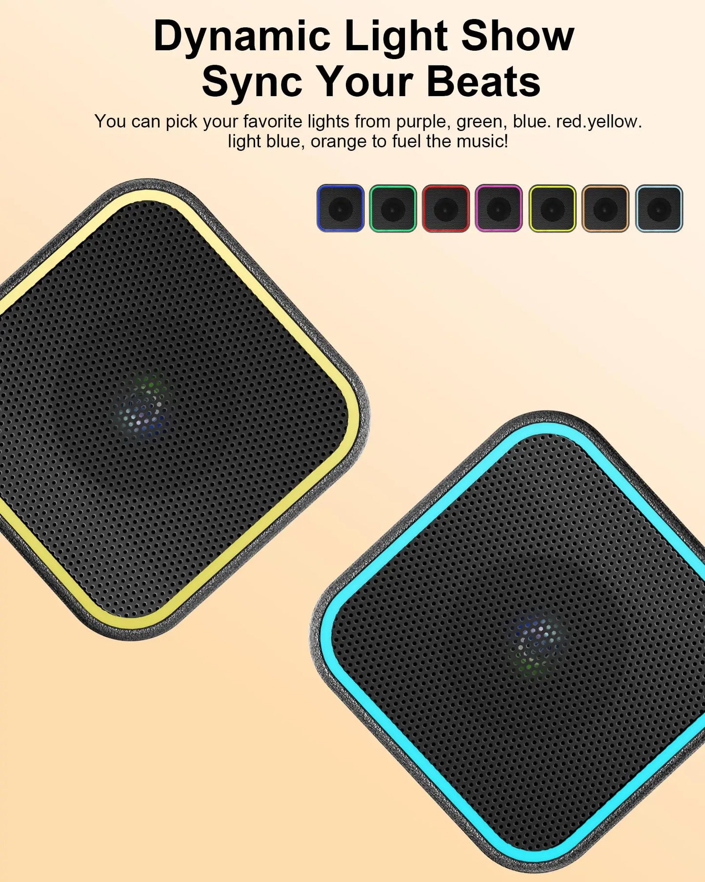 Portable Bluetooth Speaker with HD Sound, 10H Playtime & Dynamic RGB Lights – Party-Ready for Outdoor, Travel & Home.