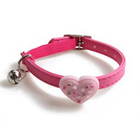 Cute Pet Cat Collar Elastic Strap Safety with Bell kawaii PU Leather Heart Donut Goats Collier Chain Adjustable XS Blue Yellow