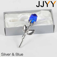 Glass Rose Mini Crystal Flower Artificial Flowers Room Ornament Office Desktop Decoration Wedding Party Valentine's Day Gift 1PC