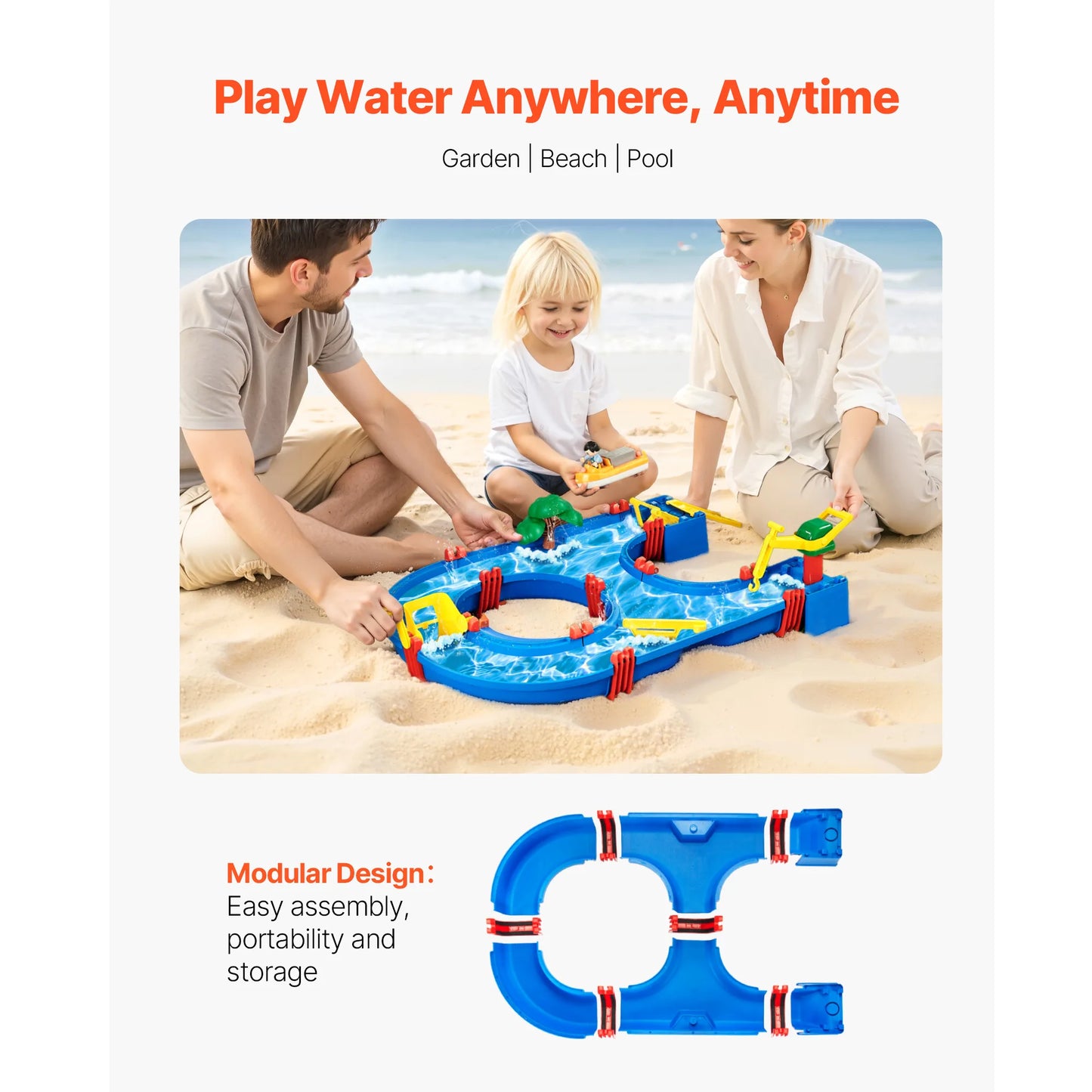 SucceBuy Water Play Table Children's Outdoor Beach Toy with 39PCS Accessories Summer Water Park Playset for Kids Activity