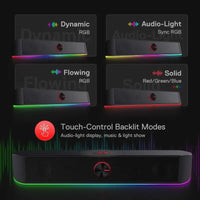 Redragon GS560 Adiemus RGB USB Desktop Soundbar, 2.0 Channel Computer Speaker with Dynamic Lighting Bar Audio-Light Sync/Display