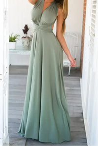 Fashion Multi-worn V-neck Vestidos De Fiesta Women Long Dress Sexy Strapped Lady Summer Maxi Dress