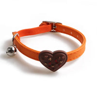 Cute Pet Cat Collar Elastic Strap Safety with Bell kawaii PU Leather Heart Donut Goats Collier Chain Adjustable XS Blue Yellow