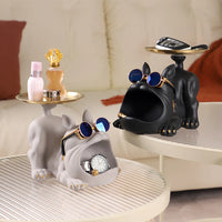 Decorative Magnate Pitbull Statue Resin Crafts Animal Sculpture Storage Tray for Living Room Hallway Home Decoration