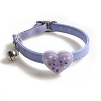 Cute Pet Cat Collar Elastic Strap Safety with Bell kawaii PU Leather Heart Donut Goats Collier Chain Adjustable XS Blue Yellow