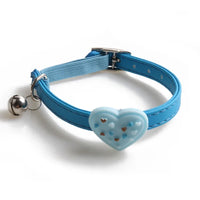 Cute Pet Cat Collar Elastic Strap Safety with Bell kawaii PU Leather Heart Donut Goats Collier Chain Adjustable XS Blue Yellow