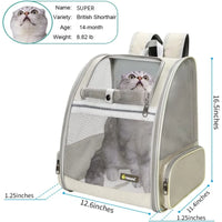 Pet Backpack Carrier for Small Cats Dogs Ventilated Design Safety Straps Buckle Support Collapsible Designed for Travel Hiking