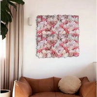 Artificial Flower Wall, 6-Piece 23.62 in. x 15.74 in. White and Pink Artificial Rose Flower Wall Panel for Wedding Decor