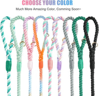 5FT Braided Cotton Dog Leash, Heavy Duty Clasp, Colorful Macaron, All Dog Sizes