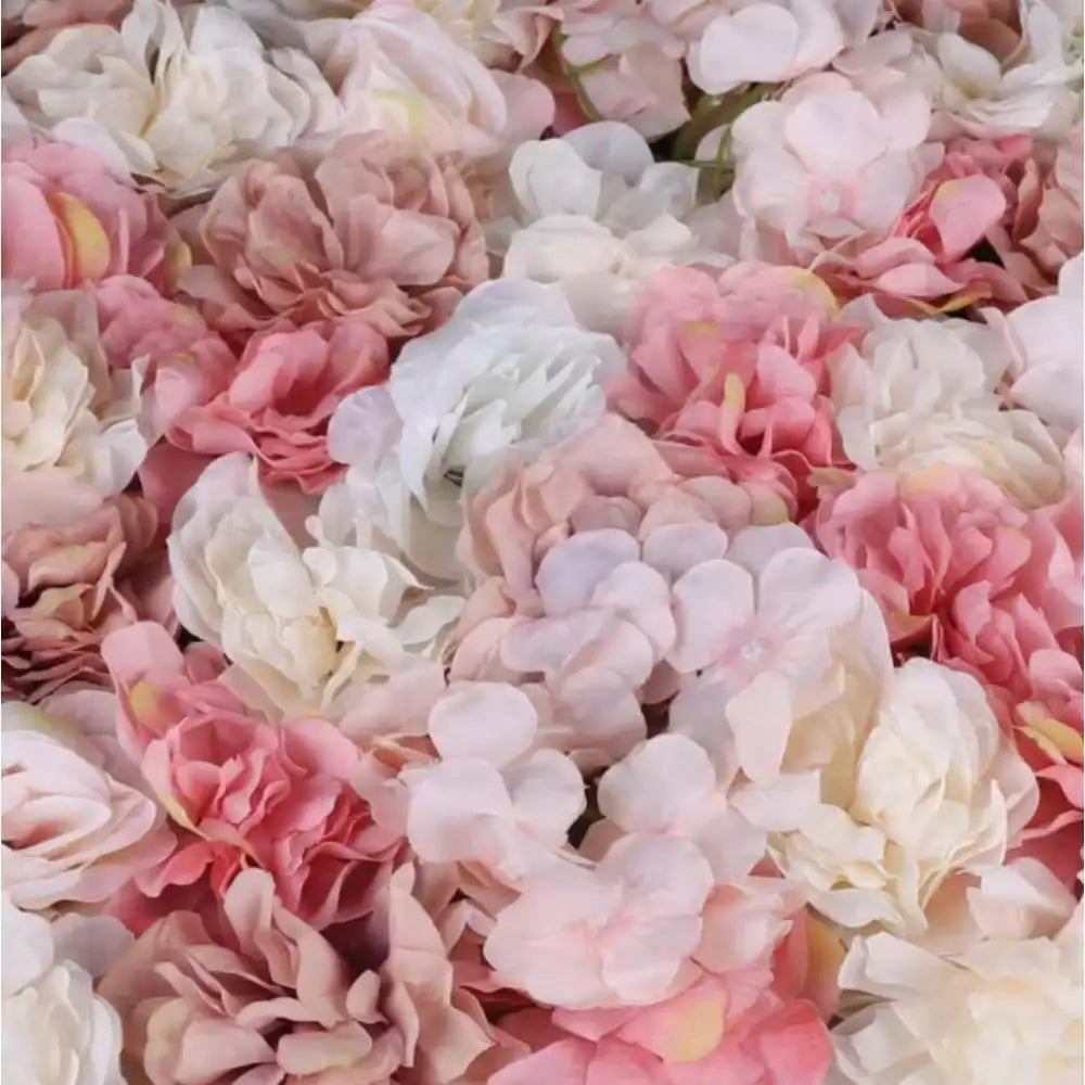 Artificial Flower Wall, 6-Piece 23.62 in. x 15.74 in. White and Pink Artificial Rose Flower Wall Panel for Wedding Decor