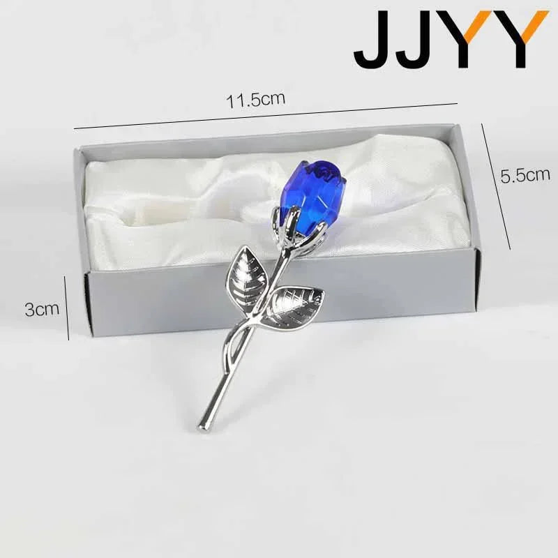 Glass Rose Mini Crystal Flower Artificial Flowers Room Ornament Office Desktop Decoration Wedding Party Valentine's Day Gift 1PC